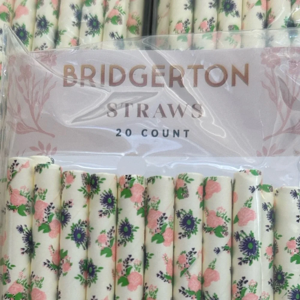 Bridgerton Floral Paper Straws 5 Packages of 20 Straws 100 Total Straws